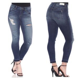 Slinky Brand Slink Jeans Curvy Distressed Raw Hem Skinny Jeans Size 6/28